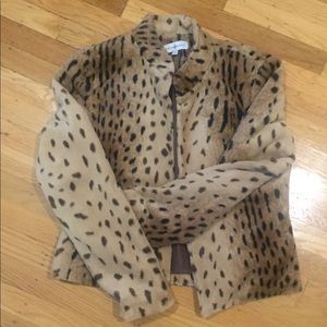 Faux Fur Leopard Print Coat